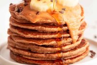 Fluffy Vegan Banana Pancakes Recipe with Maple Syrup