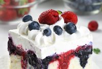 Summer Berry Poke Cake Recipe with Fresh Berries