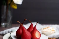 Red Wine Poached Pears Recipe with Vanilla and Cinnamon