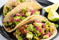 Smoky Black Bean Vegan Tacos with Avocado Lime Slaw