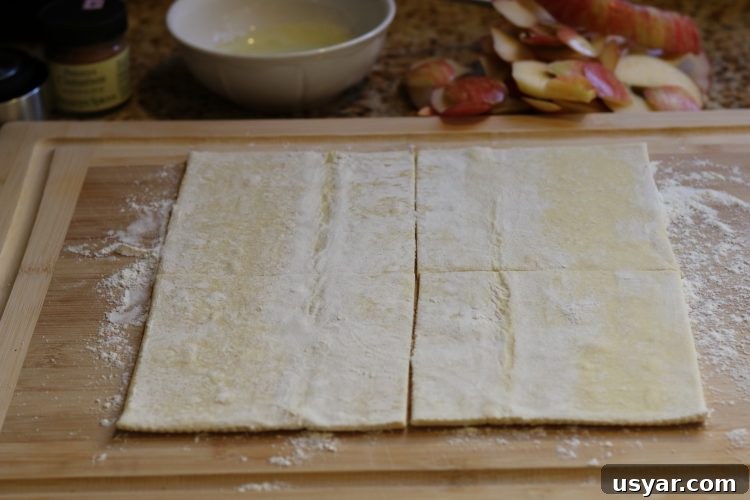 Cinnamon Apple Puff Pastry Bites 5 puff pastry on board