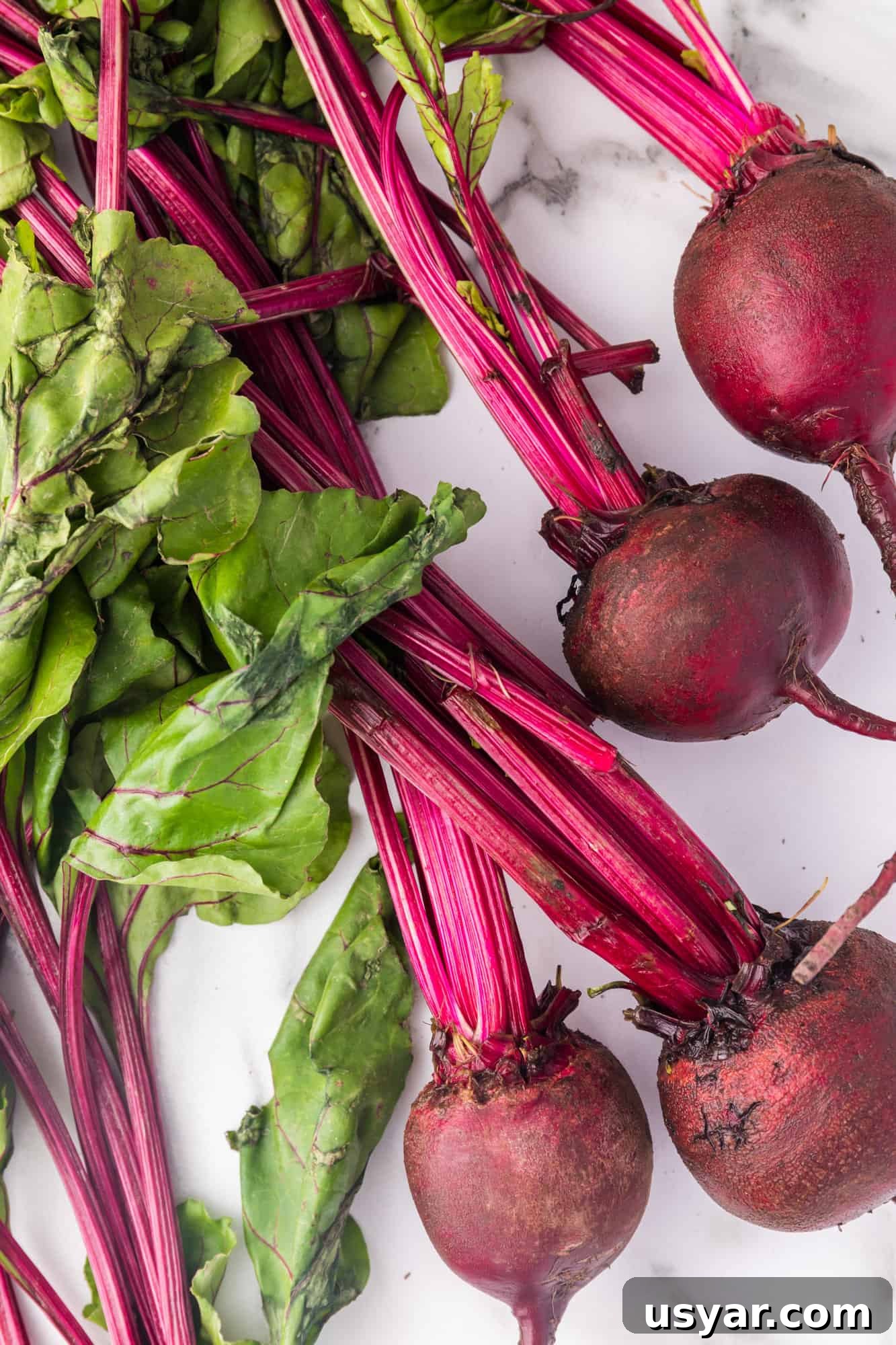 Roasted Beets Recipe with Balsamic and Goat Cheese 4 Fresh beets with greens still attached.