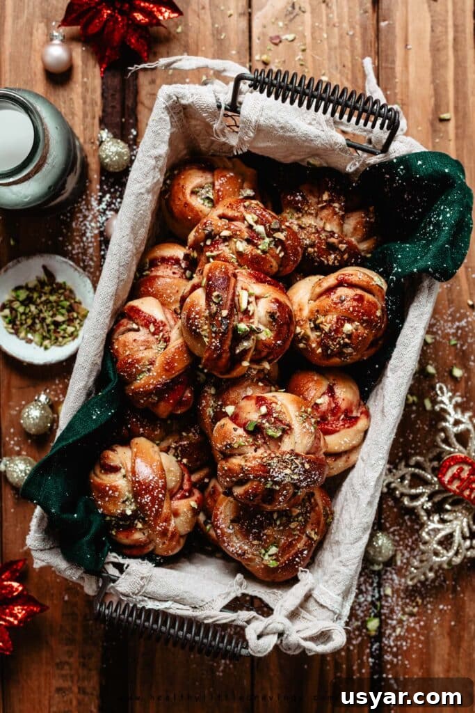 Hygge Cranberry and Pistachio Sweet Buns 3 Close up of lingonberry cinnamon rolls