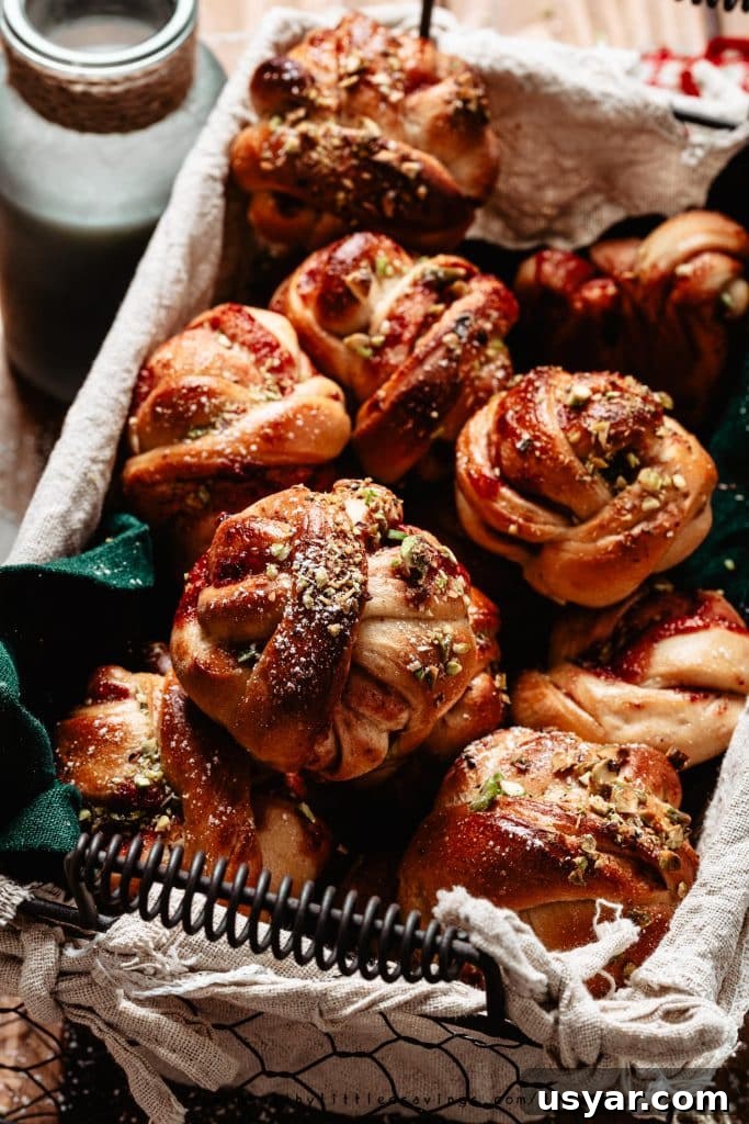 Hygge Cranberry and Pistachio Sweet Buns 4 Swedish style cinnamon buns with jam