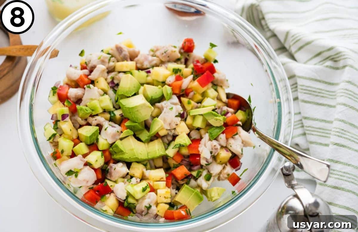 Adding avocados at the last minute.