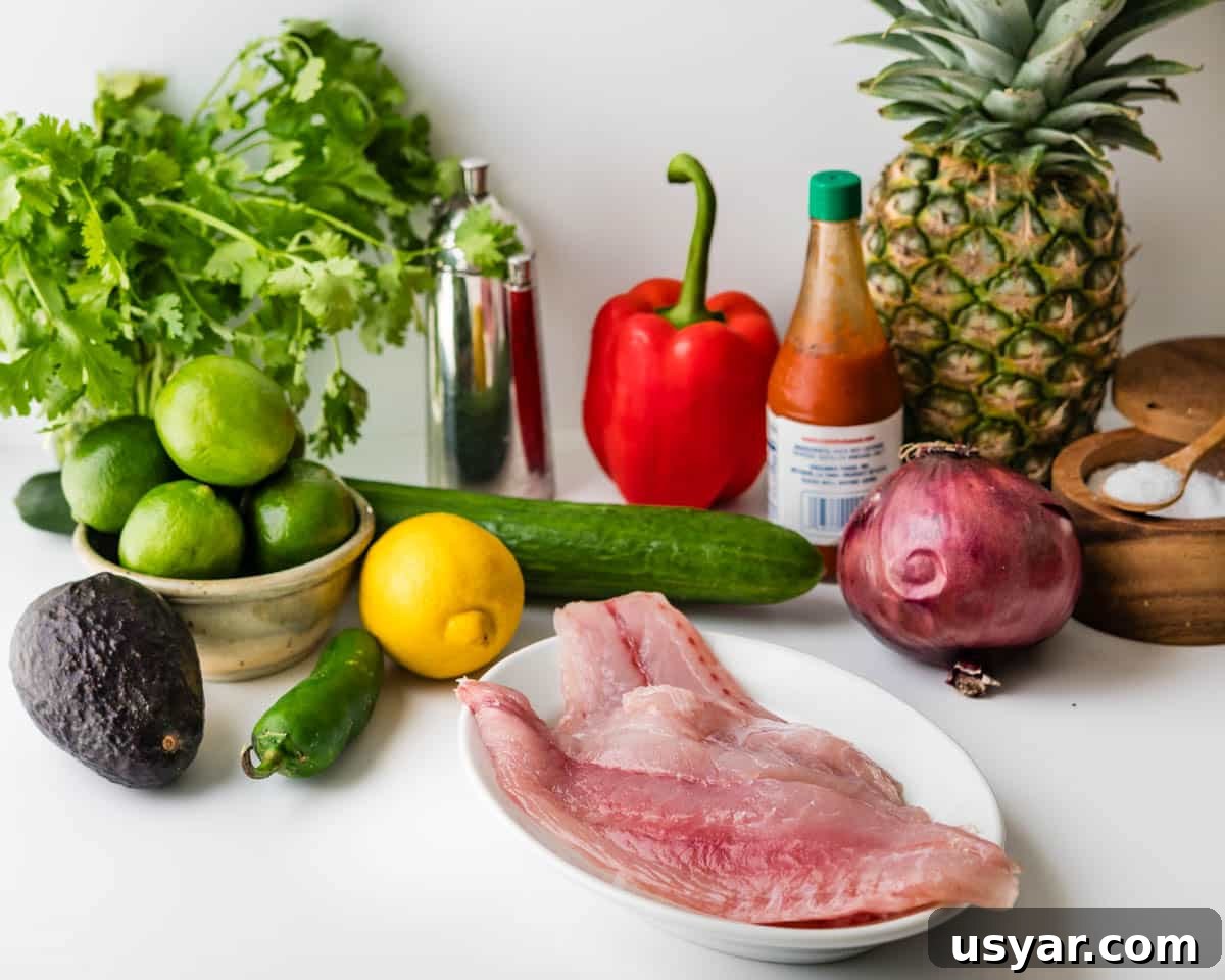 Ceviche ingredients.