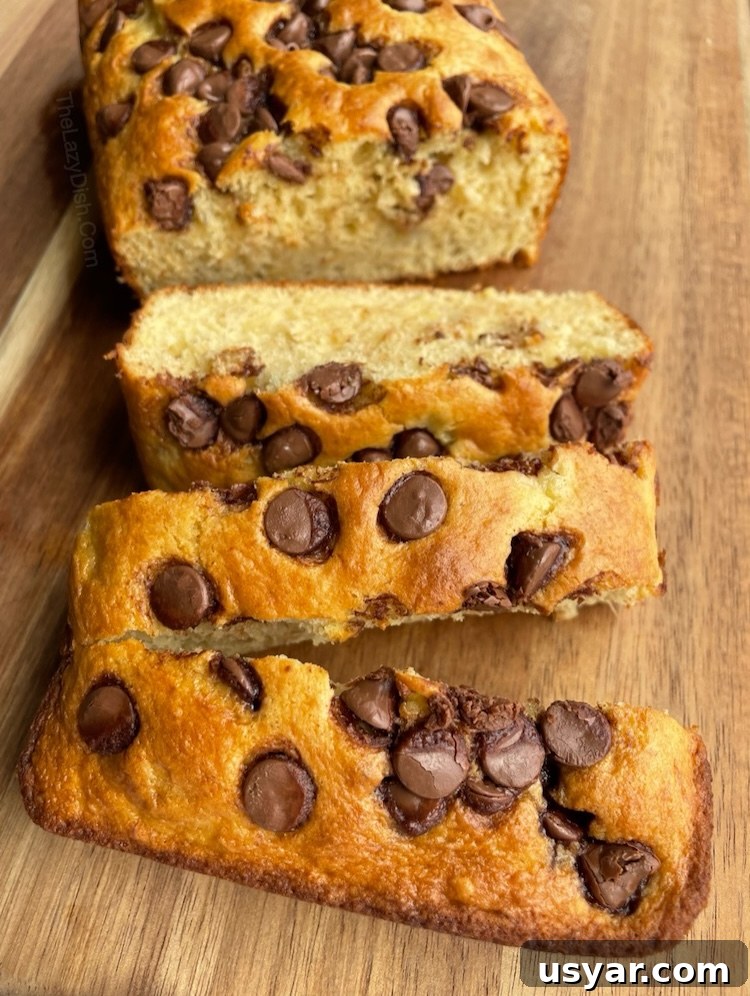 3 Ingredient Cake Mix Banana Bread Recipe 9 cake mix banana bread cut and ready to eat.