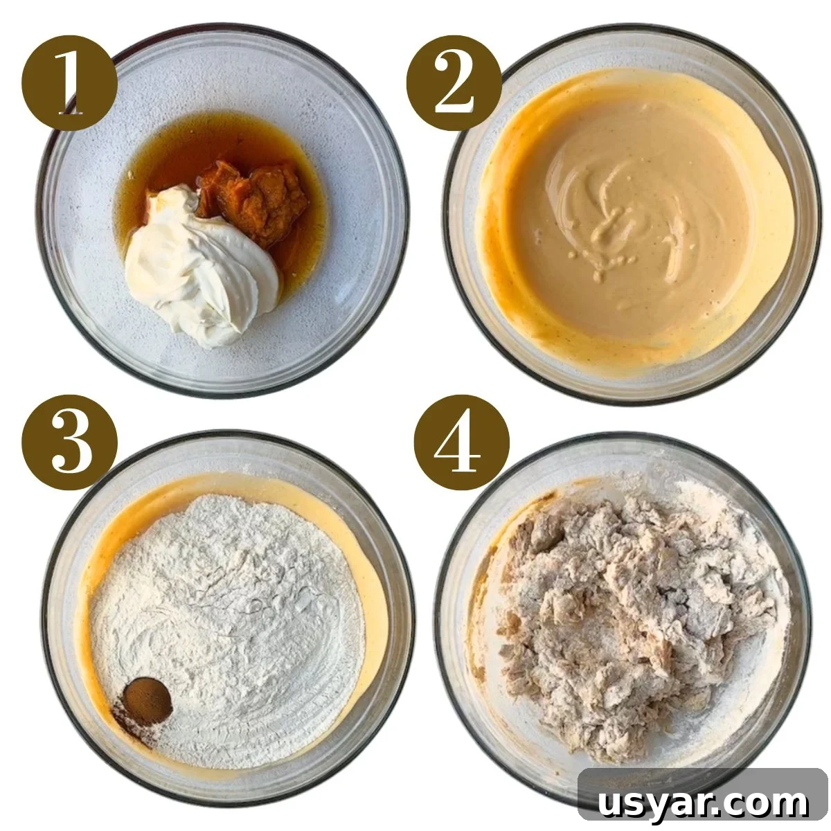 Homemade Pumpkin Bagels Recipe with Cinnamon and Nutmeg 4 Steps to make pumpkin bagels.