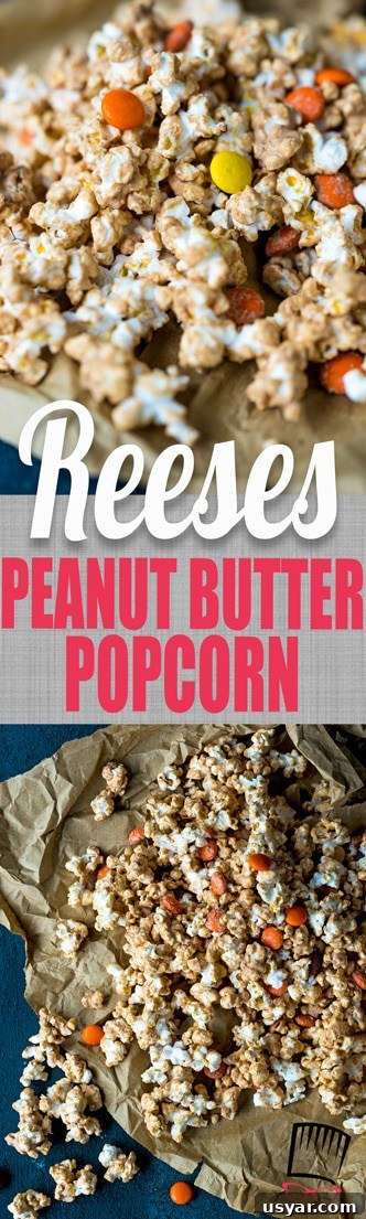 How to Make Reese's Peanut Butter Popcorn 2 All the flavor of your favorite peanut butter cup wrapped around crunchy popcorn! This Peanut Butter Popcorn is for you, Reese's Lovers!