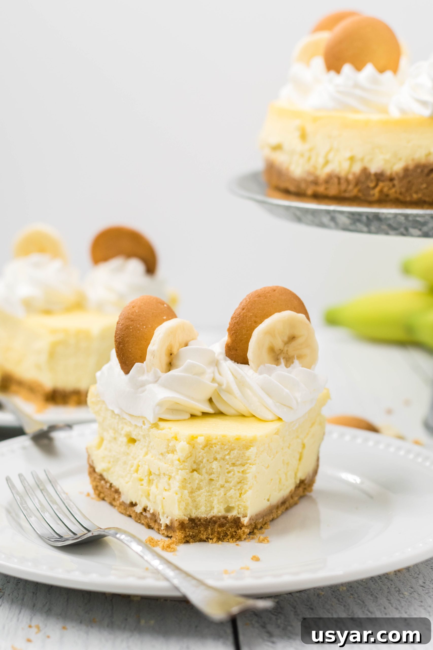 Banana pudding cheesecake close-up
