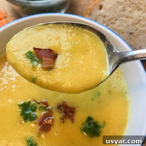 smooth bacon lentil soup