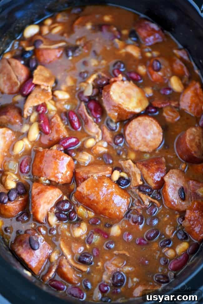 9 Slow Cooker Recipes for Halloween Dinner 16 slow-cooker-kielbasa-barbecue-beans-recipe