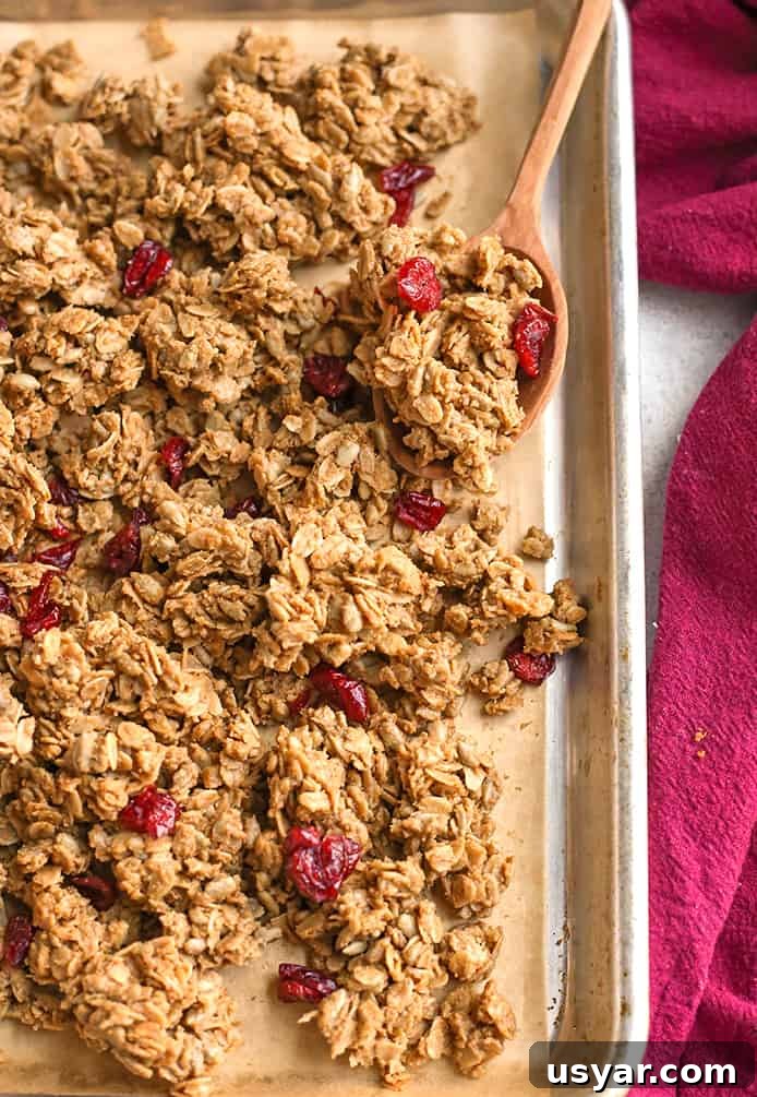 Gluten-Free Granola with Large Clusters 4 big cluster granola on a sheet tray