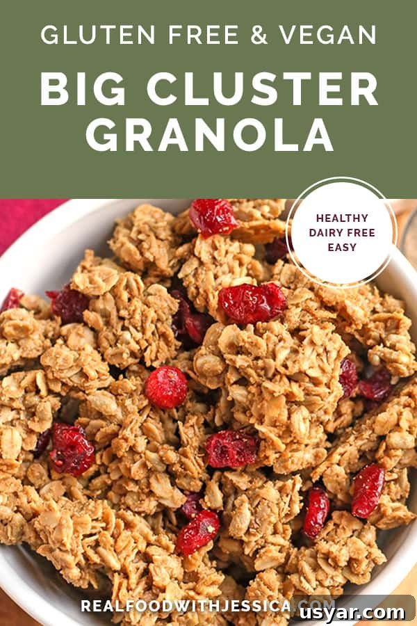 Gluten-Free Granola with Large Clusters 8 gluten free granola with text