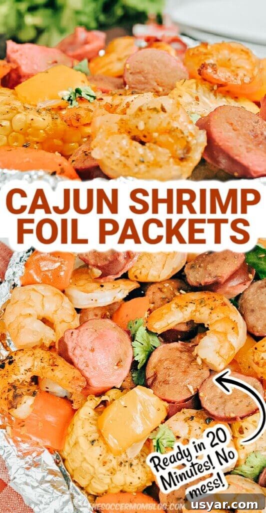 Cajun Shrimp Boil Foil Packets for Grill or Oven 9 2 photo collage of cajun shrimp boil foil packets