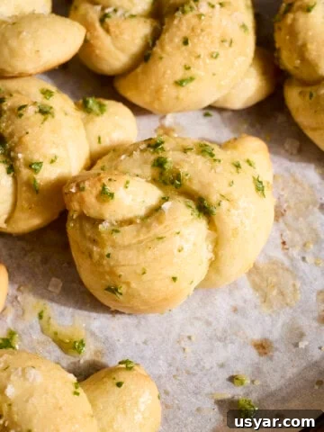 A pile of Sourdough Discard Garlic Knots.