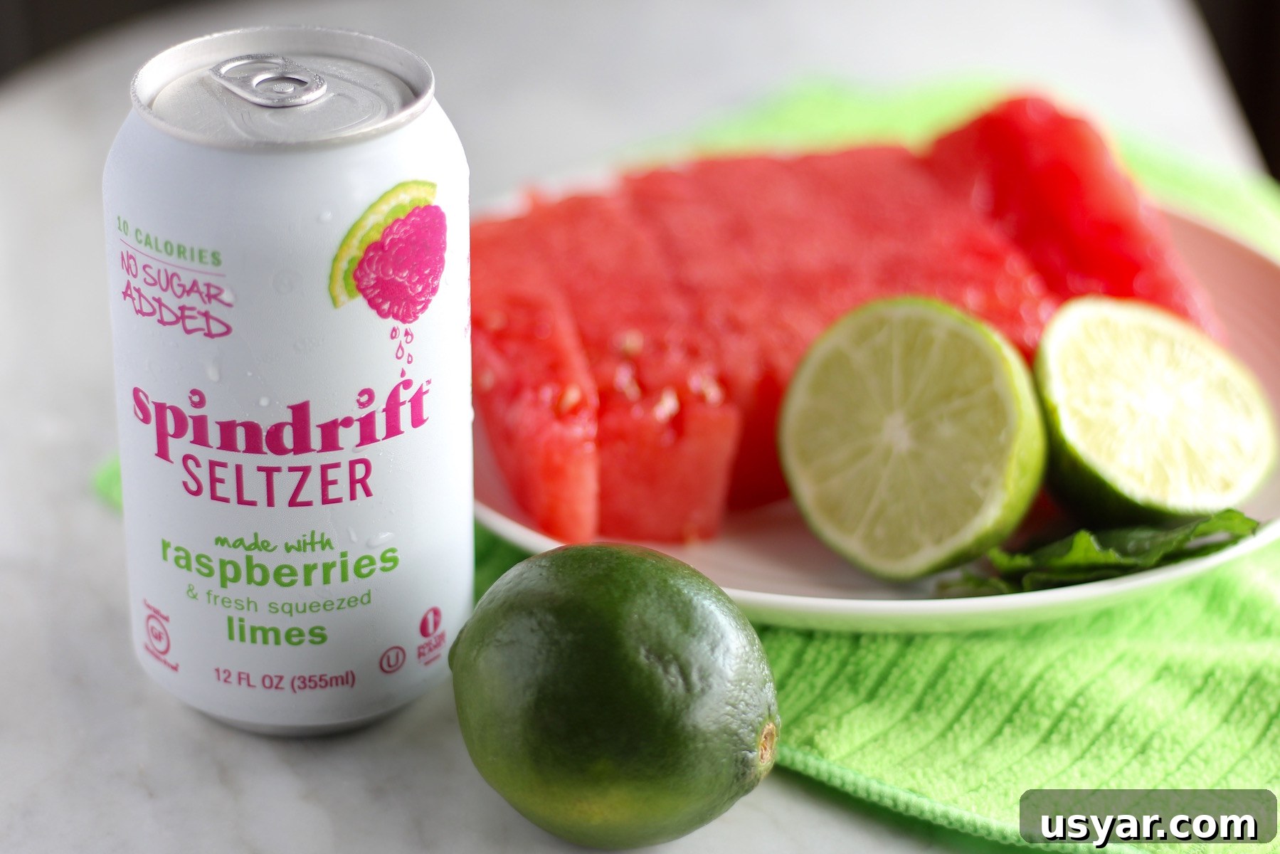 Sparkling Watermelon Mint Agua Fresca with juicy watermelon, fresh mint, lime, coconut water, and sparkling water