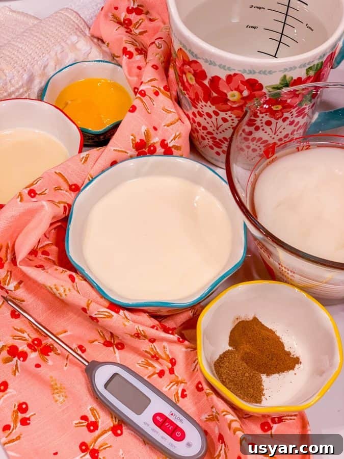 Ingredients for homemade eggnog