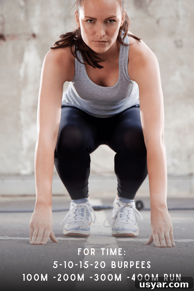 SFM Weekly Workout description that includes burpees and running.