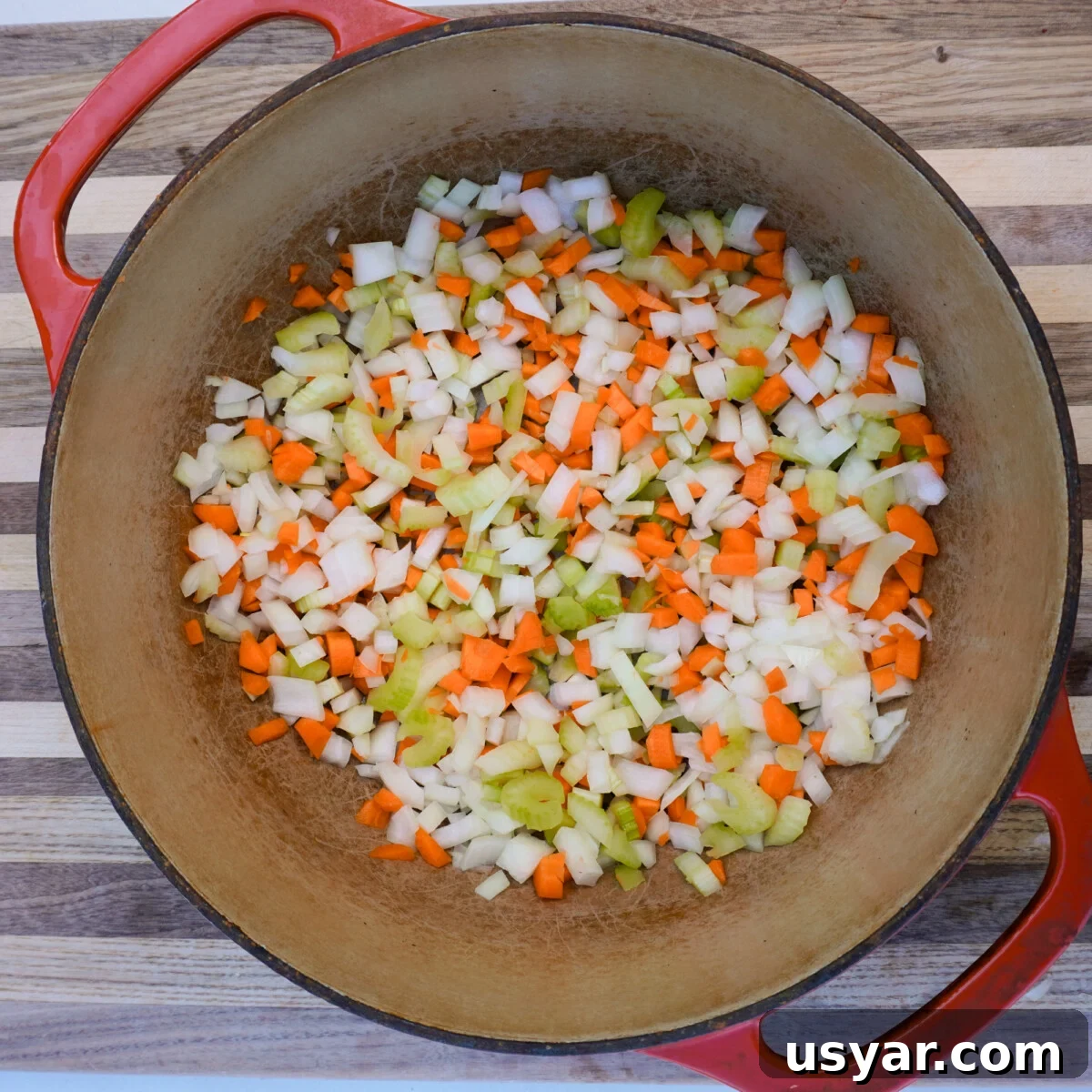 chopped veggies for the tomato based braise.