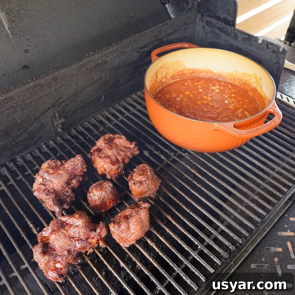 Ingredients on the grill.