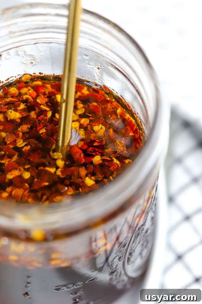 a jar of hot honey made with red pepper flake.