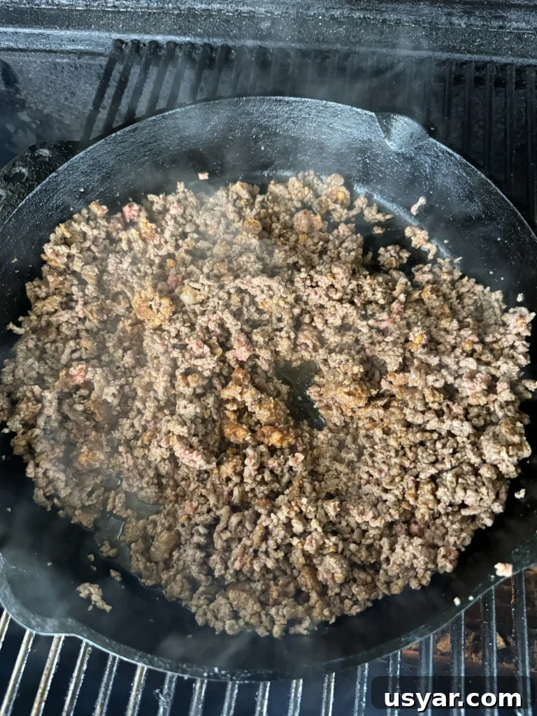 Homemade Chili Cheese Coneys Recipe 4 browning the meat for chili