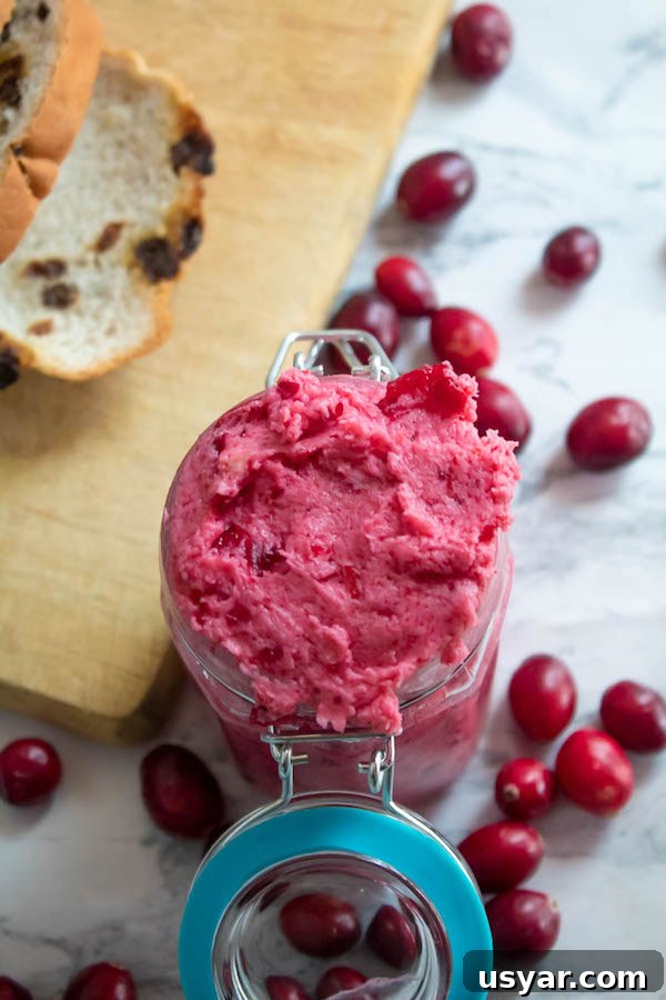Whipped Cranberry Honey Butter finished recipe.