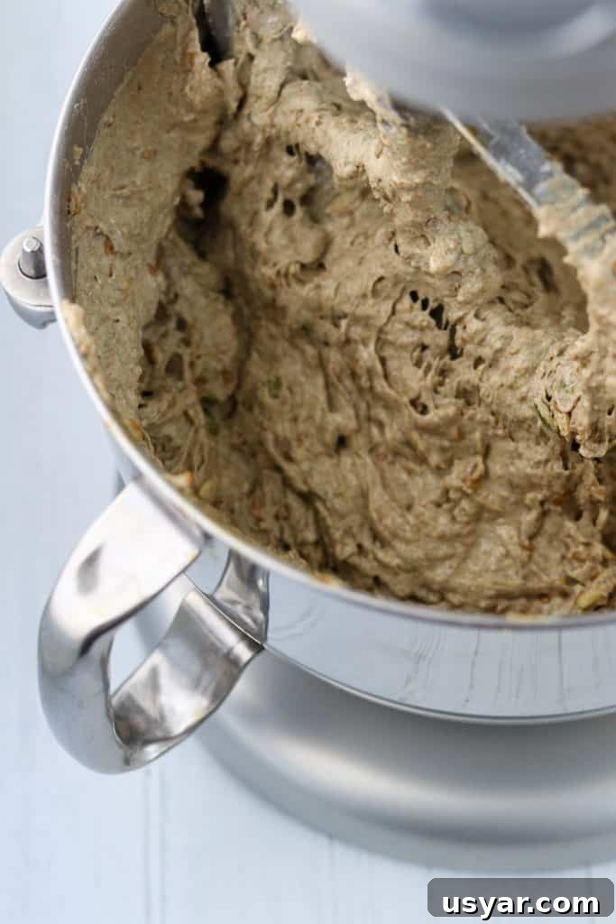 Danish Sourdough Rye Bread Rugbrød Recipe 7 A mixer bowl filled with rye bread dough