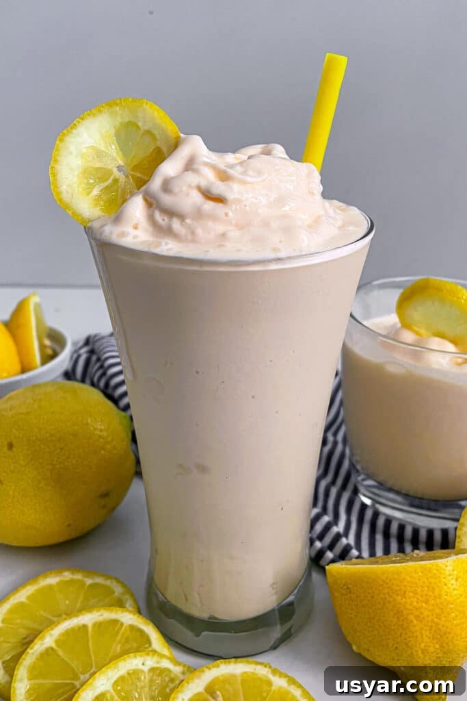 Homemade Chick-fil-A Frosted Lemonade Copycat Recipe 4 Copycat Chick-fil-A frosted lemonade in a glass with straws