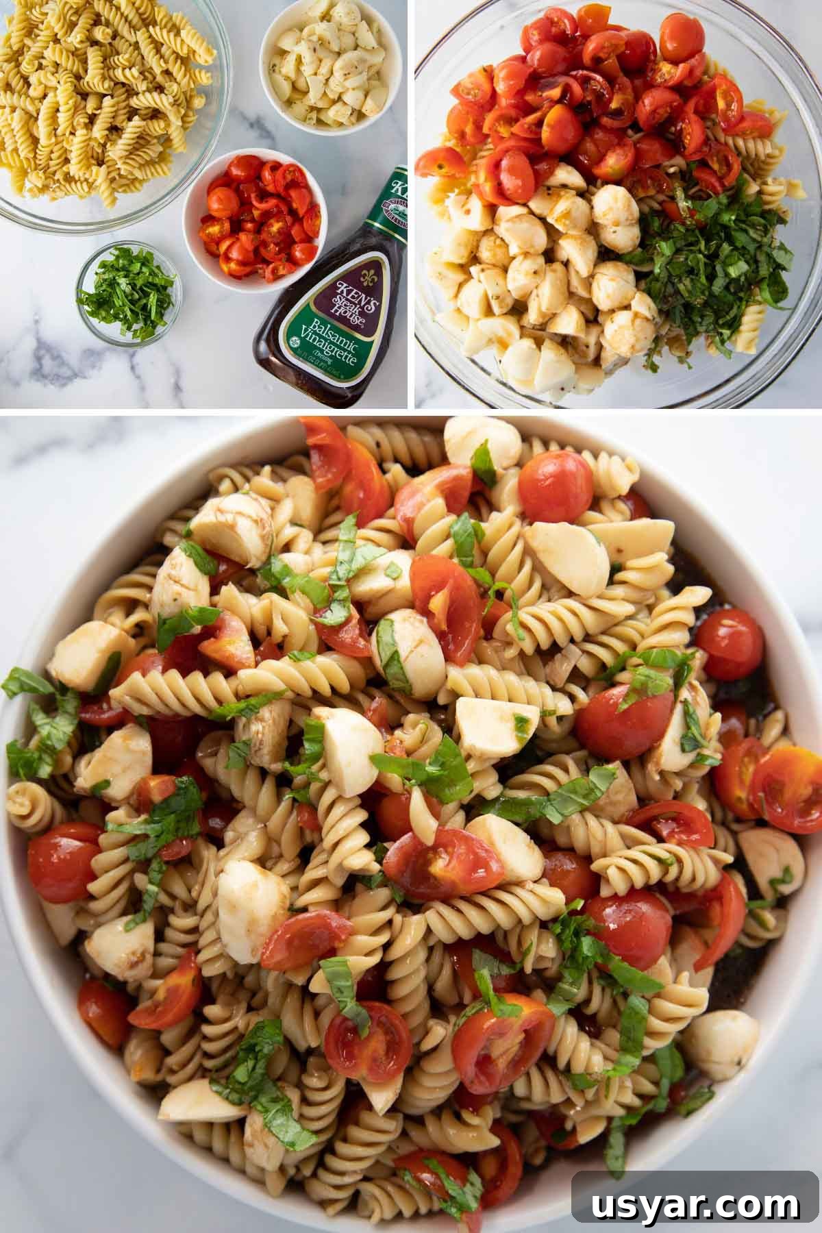 Caprese Pasta Salad with Fresh Mozzarella and Basil 3 caprese pasta salad ingredients