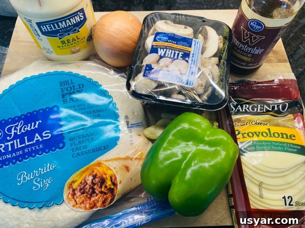Philly Cheesesteak Burrito Recipe for Blackstone Griddle 2 burritos ingredients