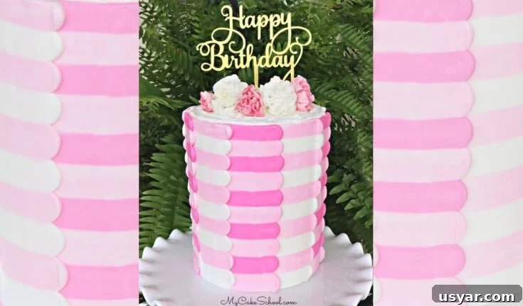 Striped buttercream panels cake