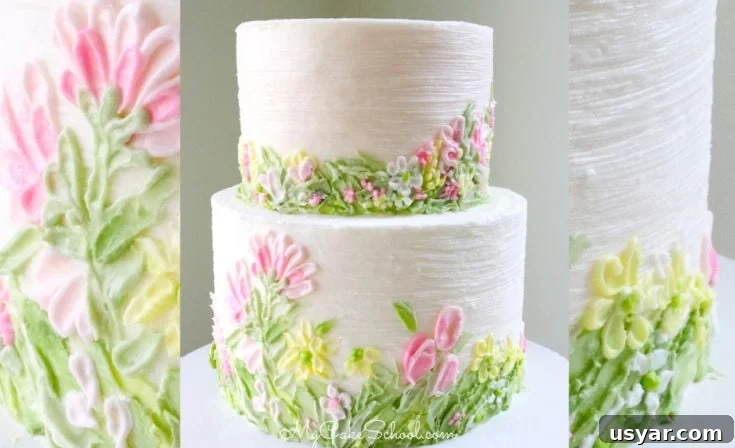 Buttercream palette knife painting cake