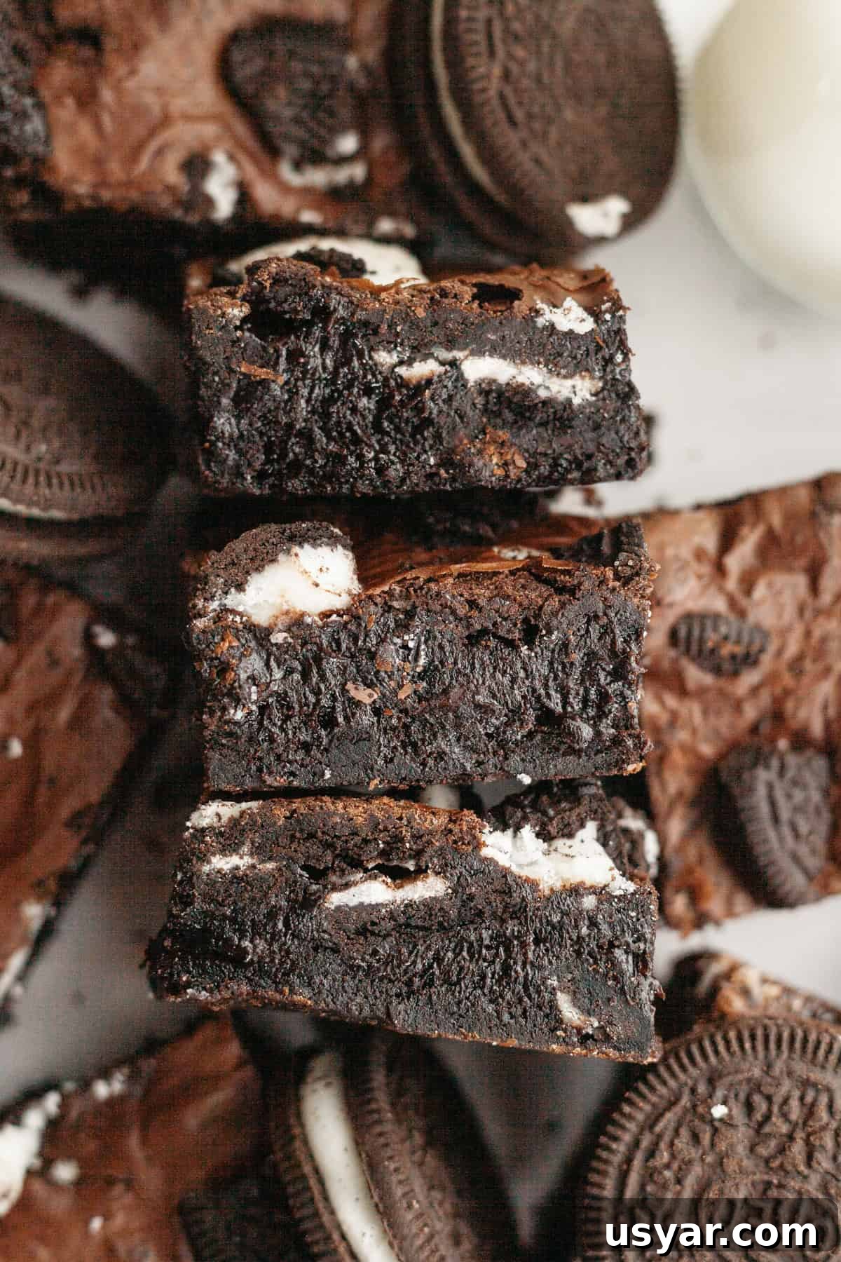 An overhead shot of Oreo brownies.