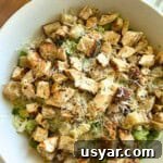 Chicken caesar pasta salad.