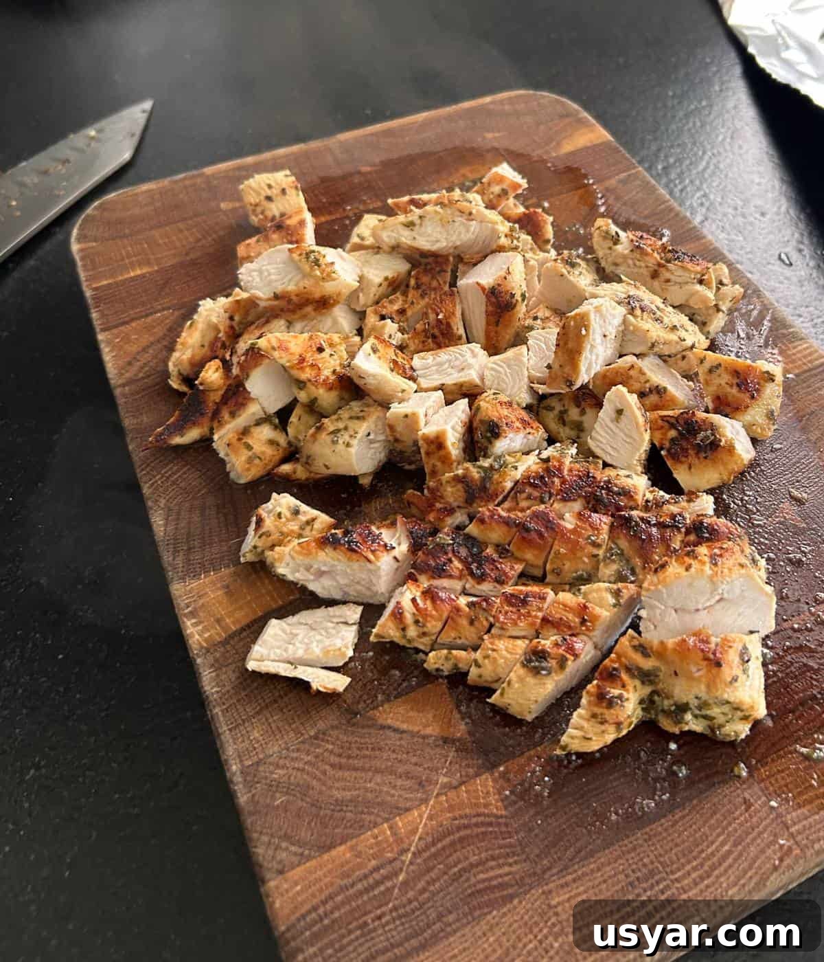 Creamy Chicken Caesar Pasta Salad Recipe 6 Chopped up grilled chicken.