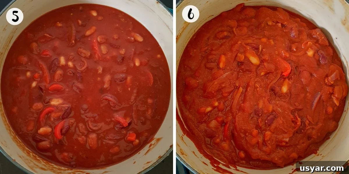 Smoky Three Bean Chili Recipe 5 simmer until thick