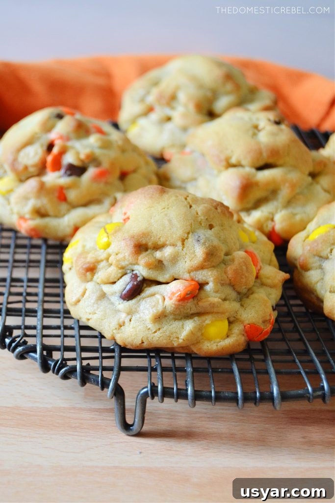peanut butter cookies on a black wire rack