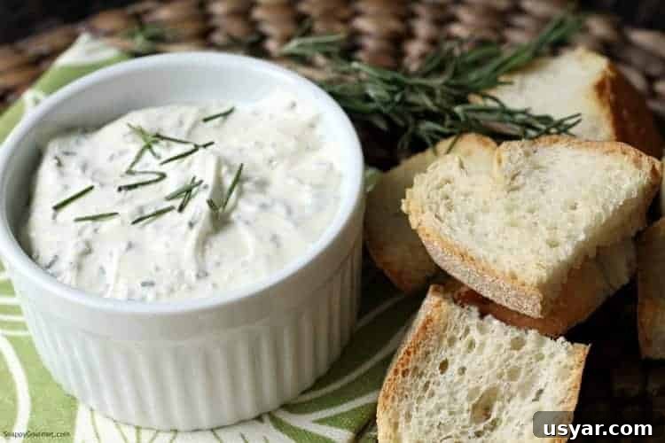 Feta Spread with Rosemary and Lemon recipe - quick and easy appetizer feta spread in bowl
