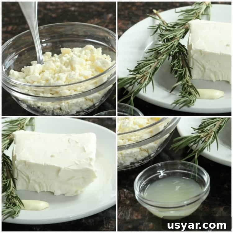 Feta Spread with Rosemary and Lemon recipe with only 5 ingredients including feta, cream cheese, rosemary, garlic, and lemon Feta spread ingredients: feta: rosemary, cream cheese, garlic, and lemon juice