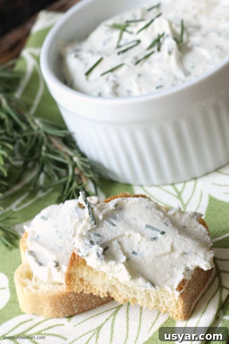 Feta Spread with Rosemary and Lemon recipe - easy and creamy cheese spread crostini with feta spread