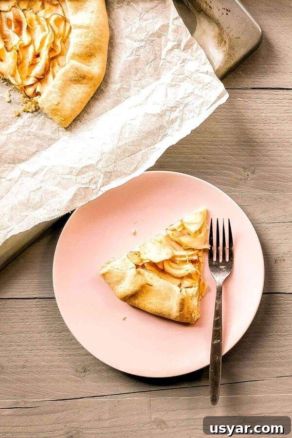 How to Make a Rustic French Apple Galette 6 This apple galette is a great dessert. An easy rustic French apple tart recipe is done in no time. A crusty crust with a plum apple keeps you coming back for more. You can make this recipe with your favorite fruit add some ice cream, caramel sauce, whipped cream to make it taste even better.