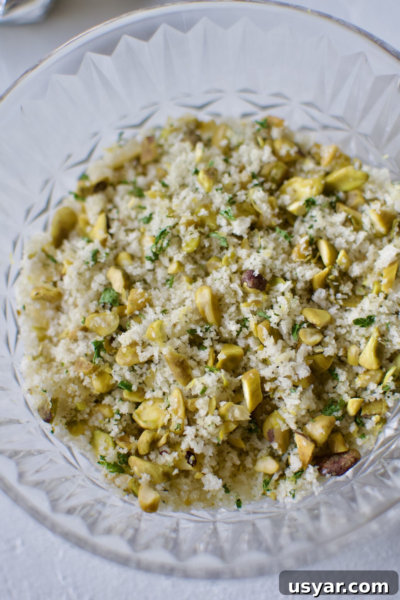 Pistachio Crust mixed together in a bowl.