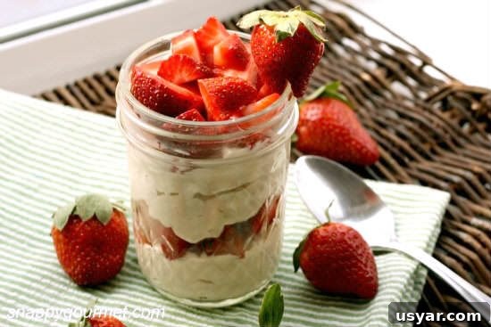 Peanut Butter Mousse and Strawberry Parfaits 5 Peanut butter yogurt mousse layered with fresh strawberries