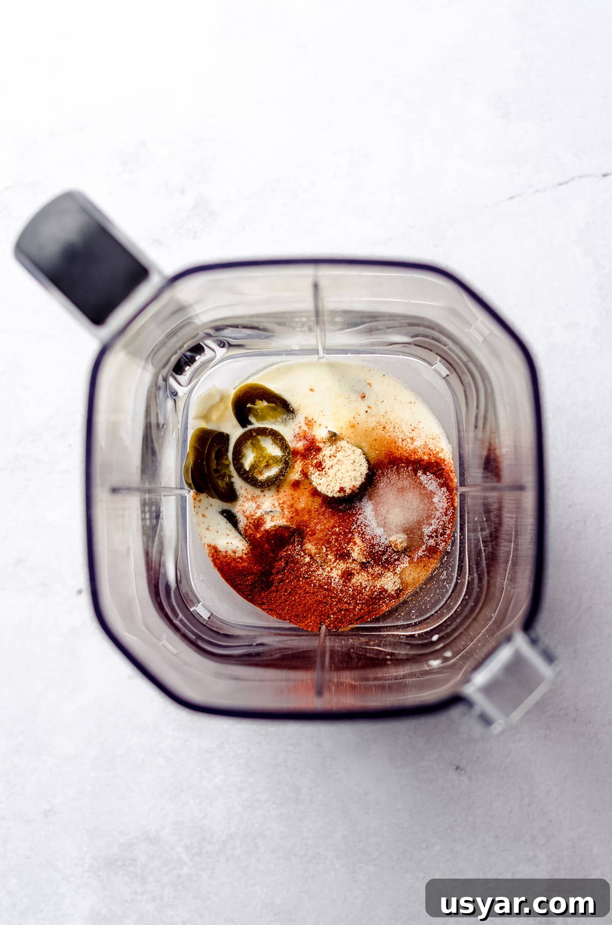quesadilla sauce ingredients in a blender