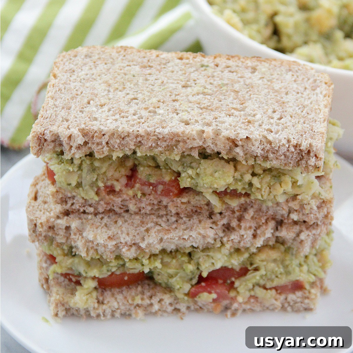 Smashed Chickpea Avocado and Pesto Sandwiches