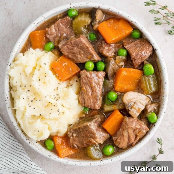 Instant Pot Chicken Marsala in 30 Minutes 7 Slow cooker beef marsala stew in a white bowl with potatoes.