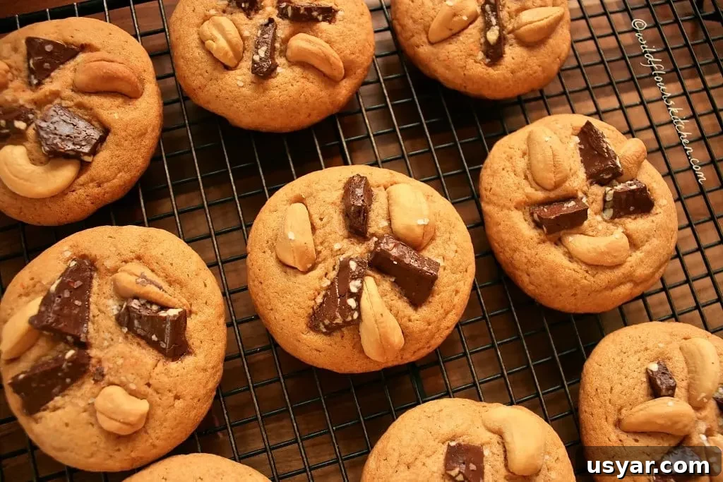 Salted Chocolate Butterscotch Toffee Pudding Cookies with Cashews 4 chocolate toffee cookies