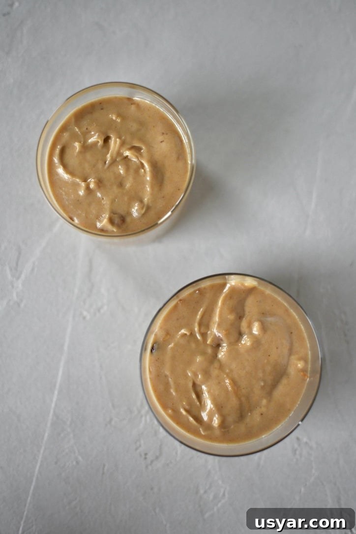 Decadent Peanut Butter Mousse Recipe 6 Whipped Peanut Butter Mousse placed in jars before chilling.